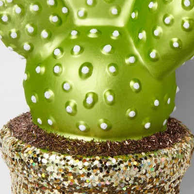 Glass Potted Cactus Christmas Tree Ornament - Wondershop: Indoor Use, 7.43" Height, No Battery Required