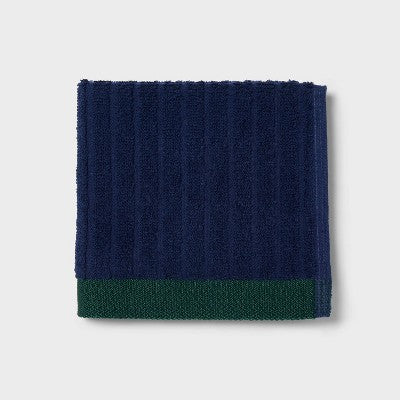 6pc Everyday Ribbed Dorm Towel Set Navy/White - Room Essentials