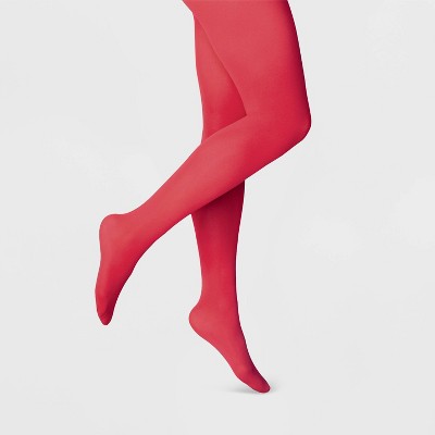 Women's 50D Opaque Tights - A New Day Holiday Red S/M