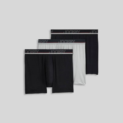 Jockey Generation Men's 3pk Infinity Cool Boxer Briefs - Black/Gray S: Tagless, Moisture Wicking, Quick Drying