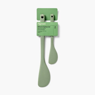 2pc Silicone Spatula Set Sage Green - Figmint: Kitchen Utensil Set, Dishwasher-Safe, Adult Use