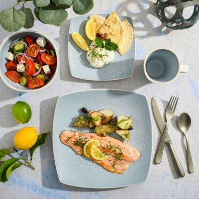 16pc Stoneware Soho Lounge Square Dinnerware Set Aqua - Gibson Soho Lounge: Dishes Set, Service for 4, Dishwasher & Microwave Safe (LOCAL PICKUP ONLY)