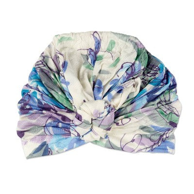scunci be-u-tiful Knit Floral Turban Headwrap With Knot - Blue/Purple/Cream