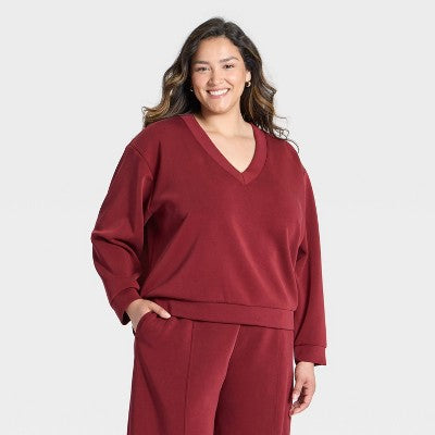 Women's Sandwash Sweatshirt - A New Day Maroon 4X