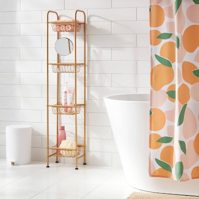 Tall Bath Storage Tower Metallic Gold - Room Essentials: Powder-Coated Steel Frame, 4-Shelf Over Toilet Cabinet (LOCAL PICKUP ONLY)