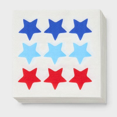 30ct 4th of July USA Star Print Lunch Napkins - Spritz