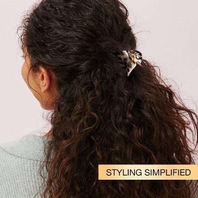 scunci Crescent Shaped Mixed Size Claw Clips - Matte Black/Tortoise - All Hair - 2pcs