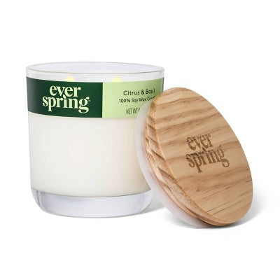 2-Wick Citrus & Basil 100% Soy Wax Candle - 8oz - Everspring