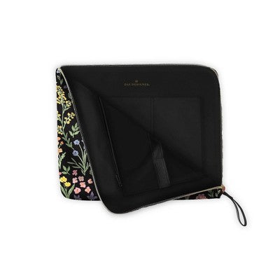 Day Designer Accessory Pencil Pouch Flower Field Black: Faux Leather Zipper Pouch, Pencil Bag for Teens, 11.25" x 9.5"