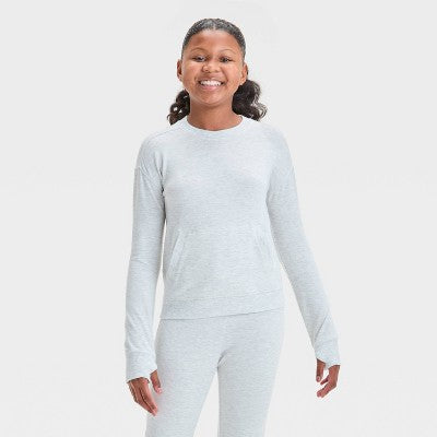 Girls' Crew Neck Sweatshirt - All In Motion Heathered Gray M