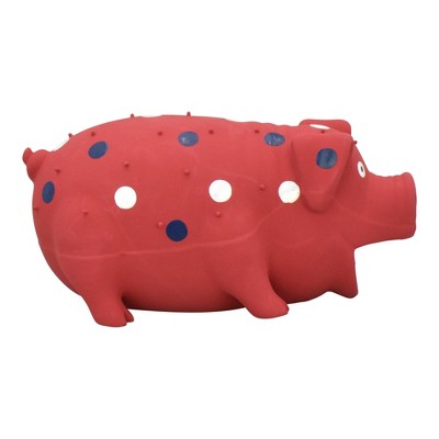 Multipet Rubber Pig Americana Interactive Dog Toy - Red