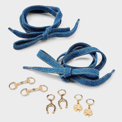Denim Shoelace and Shoe Charm Set - Wild Fable Gold