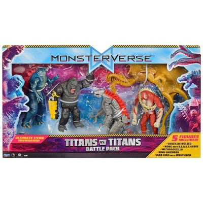 MonsterVerse Titans vs Titans 5 Pk Battle Set - Godzilla Evolved, Kong with B.E.A.S.T. Glove, King Ghidorah with Whiplash Action Figures