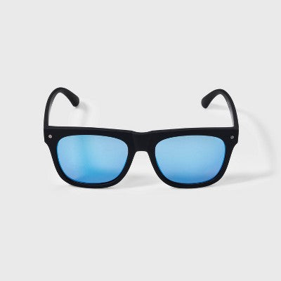 Men's Matte Plastic Square Sunglasses - Original Use Black: Scratch-Resistant, UV Protection, Recycled Frame