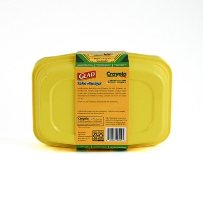 Glad Take-Aways Crayola Retired Colors 28oz/7pk Rectangle Food Storage Containers - Dandelion