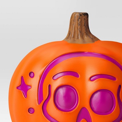 9" Lit Pumpkin Skull Halloween Decorative Prop with Timer - Hyde and EEK! Boutique