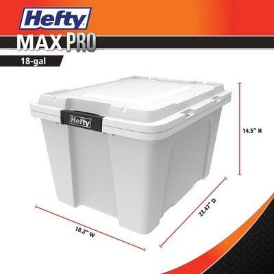 Hefty 18gal Max Pro Tote White Base Lid with Black Latch and Brushed Silver Foil (LOCAL PICKUP ONLY)