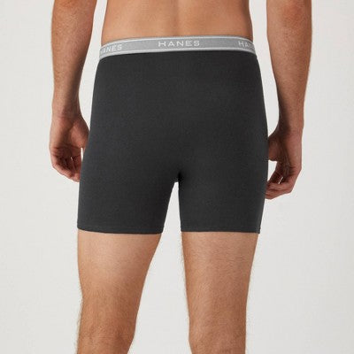 Hanes Men's Super Value Moisture-Wicking Cotton Boxer Briefs 10pk - Black/Gray M: Tagless, Breathable, Mid Rise