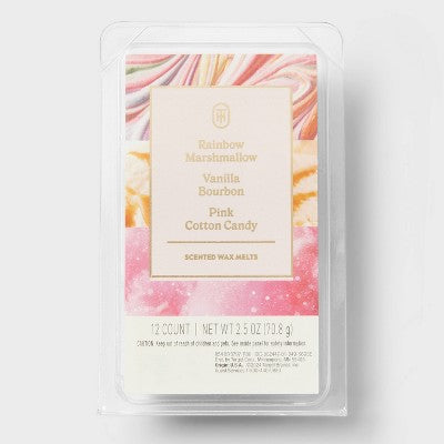 12ct Rainbow Marshmallow and Vanilla Bourbon and Pink Cotton Candy Wax Melts 2.5oz - Threshold