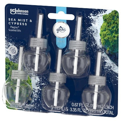 Glade PlugIns Scented Oil Air Freshener Refills - Sea Mist & Cypress - 3.35 fl oz/5pk