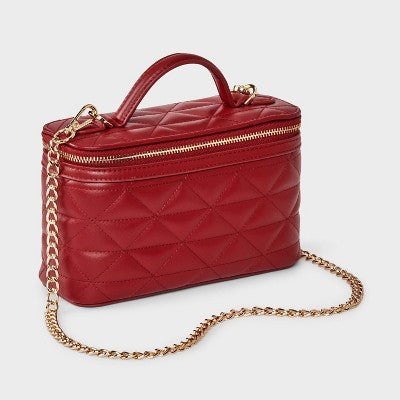 Quilted Vanity Crossbody Bag- A New Day Red