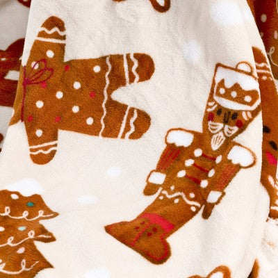 Christmas Gingerbread Cookies Plush Throw Blanket - Wondershop
