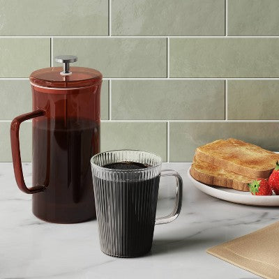 33.8oz Glass French Press Coffee Maker Brown - Threshold: Borosilicate, Manual, Dishwasher-Safe, 4-Cup Capacity