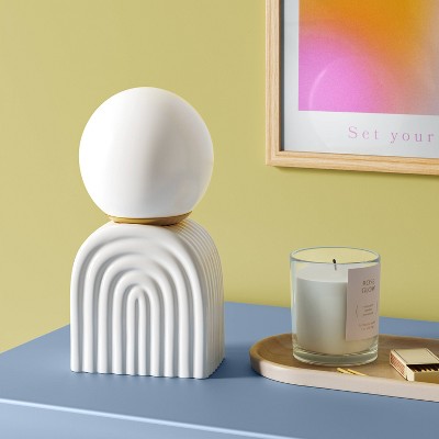 Mini Glass Orb Shade with Ceramic Base Novelty Table Lamp White - Room Essentials
