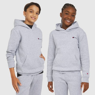 Champion Kid's Fleece Pullover Hoodie - Heathered Gray L