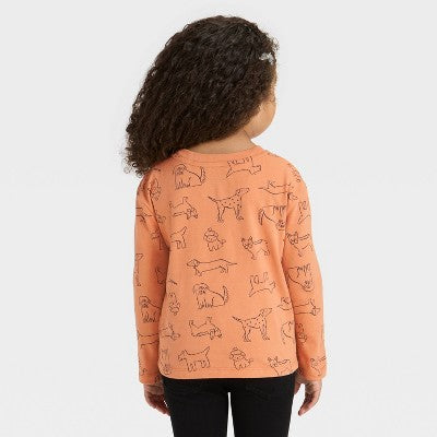 Toddler Girls' Long Sleeve T-Shirt - Cat & Jack Brown 12M