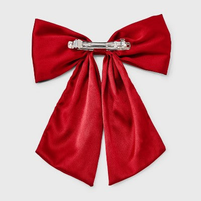 Satin Bow Hair Barrette - Wild Fable Crimson