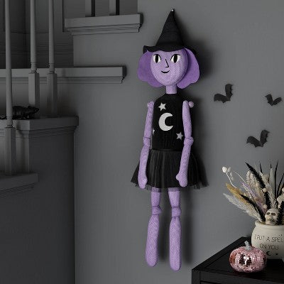 Hanging Knit Character Witch Decorative Sculpture - Hyde and EEK! Boutique Black/Purple (LOCAL PICKUP ONLY)