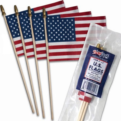 Betsy Flags 4"x6" US Stick Flags 4 Pack