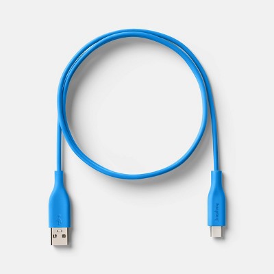 6' A+C Silicone Cable - heyday Bright Blue: USB to USB-C Cord