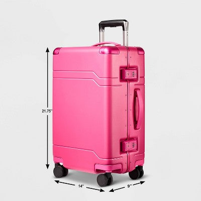 Signature Hardside Trunk Carry On Spinner Suitcase Magenta - Open Story (LOCAL PICKUP ONLY)