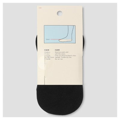 Girls' 3pk Liner Socks - Cat & Jack Black/White/Tan S