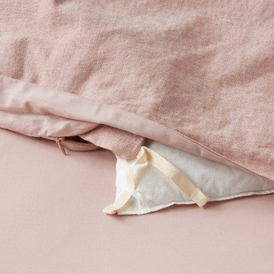 Full/Queen Cotton Linen Chambray Duvet Cover & Sham Set Terracotta - Threshold: Woven Bedding Sets with Inner Ties, OEKO-TEX Certified