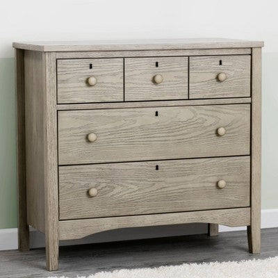 Delta Children Farmhouse 3 Drawer Dresser with Changing Top and Interlocking Drawers - Textured Limestone (LOCAL PICKUP ONLY)