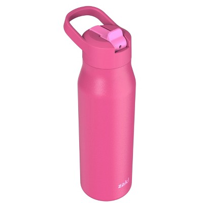 Zak Designs 20 fl oz Stainless Steel Tranquility Straw Bottle - Hot Pink
