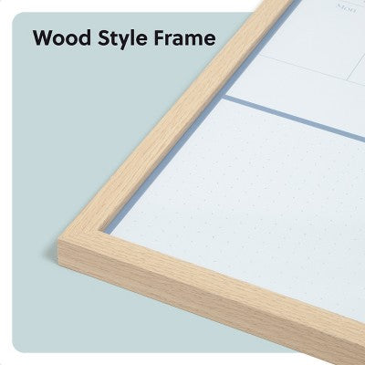 U Brands 16"x16" Flat Front Wood Frame Dry Erase Weekly Natural