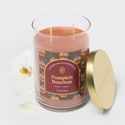 2 Wick 21.5oz Lidded Jar Candle Pumpkin Bourbon - Threshold