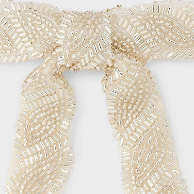 Seedbead Bow Hair Barrette - A New Day Ivory