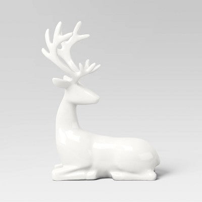 Christmas Sitting Deer White - Threshold