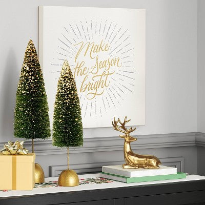20" Glittered Sisal Bottlebrush Christmas Tree Green - Threshold