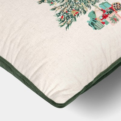 Embroidered Christmas Tree Pillow Natural - Threshold