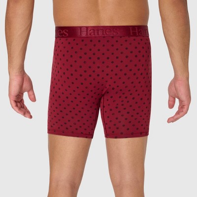 Hanes Originals Premium SuperSoft Boxer Briefs 3pk - Burgundy/Gray/Black M: Tagless, Moisture Wicking, Stretch Knit Fabric