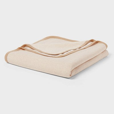 Full/Queen Sweatshirt Blanket Ivory/Khaki - Room Essentials