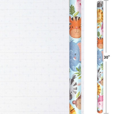 Bows And Sparkles 96"x30" Baby Animals Gift Wrapping Paper Light Blue (LOCAL PICKUP ONLY)