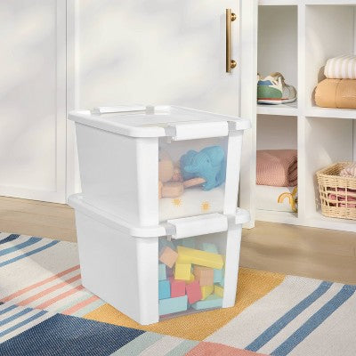 2pk Latching Window Utility Storage Boxes Small Versatile Green - Brightroom