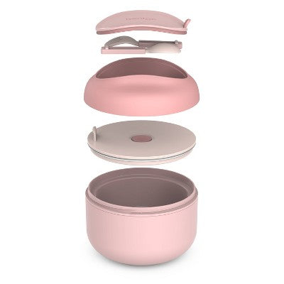 Bentgo Bowl Insulated Leakproof Bowl with Collapsible Utensils & Snack Compartment - Blush Pink